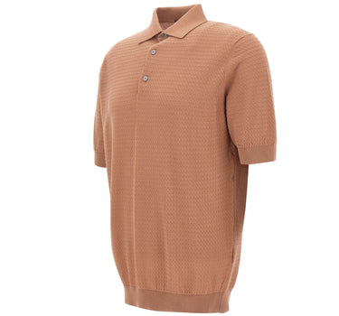 FILIPPO DE LAURENTIIS Polo in cotone con lavorazione a treccine BROWN Uomo 