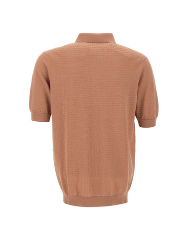 FILIPPO DE LAURENTIIS Polo in cotone con lavorazione a treccine BROWN Uomo 