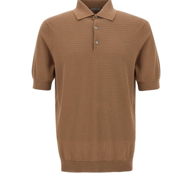 FILIPPO DE LAURENTIIS Polo in cotone con lavorazione a treccine BROWN Uomo 