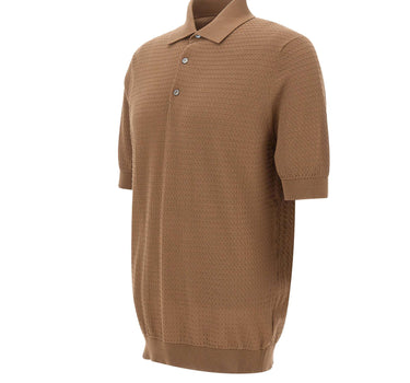 FILIPPO DE LAURENTIIS Polo in cotone con lavorazione a treccine BROWN Uomo 