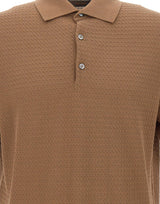 FILIPPO DE LAURENTIIS Polo in cotone con lavorazione a treccine BROWN Uomo 