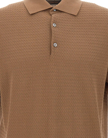 FILIPPO DE LAURENTIIS Polo in cotone con lavorazione a treccine BROWN Uomo 