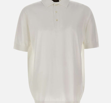 FILIPPO DE LAURENTIIS Polo in cotone crêpe WHITE Uomo 