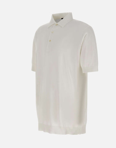 FILIPPO DE LAURENTIIS Polo in cotone crêpe WHITE Uomo 