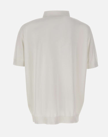 FILIPPO DE LAURENTIIS Polo in cotone crêpe WHITE Uomo 