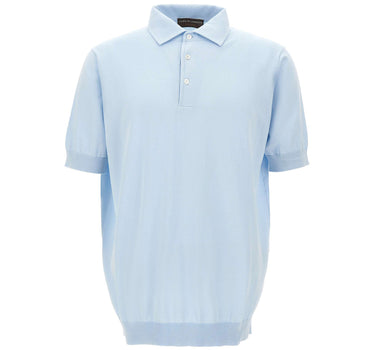 FILIPPO DE LAURENTIIS Polo in cotone crêpe Light Blue Uomo 
