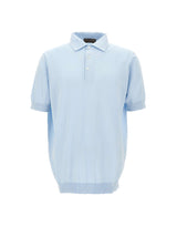 FILIPPO DE LAURENTIIS Polo in cotone crêpe Light Blue Uomo 
