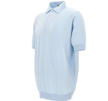 FILIPPO DE LAURENTIIS Polo in cotone crêpe Light Blue Uomo 