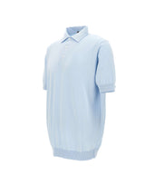FILIPPO DE LAURENTIIS Polo in cotone crêpe Light Blue Uomo 