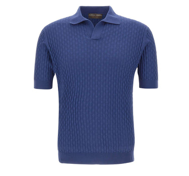 FILIPPO DE LAURENTIIS Polo skipper con trama operata BLUE Uomo 