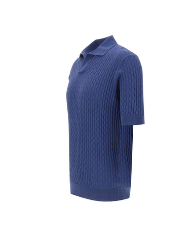 FILIPPO DE LAURENTIIS Polo skipper con trama operata BLUE Uomo 