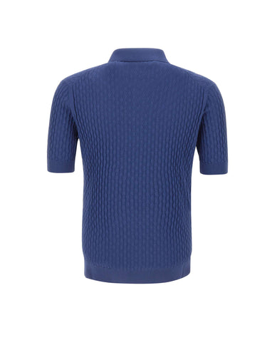 FILIPPO DE LAURENTIIS Polo skipper con trama operata BLUE Uomo 