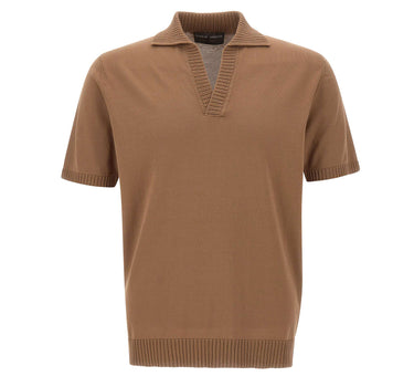 FILIPPO DE LAURENTIIS Polo Skipper in crèpe di cotone BROWN Uomo 