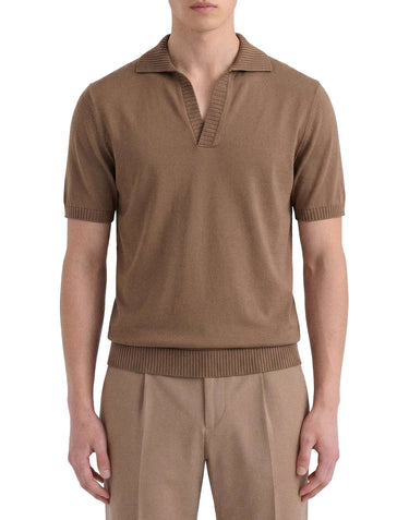 FILIPPO DE LAURENTIIS Polo Skipper in crèpe di cotone BROWN Uomo 