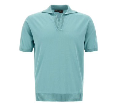 FILIPPO DE LAURENTIIS Polo Skipper in crèpe di cotone Light Blue Uomo 
