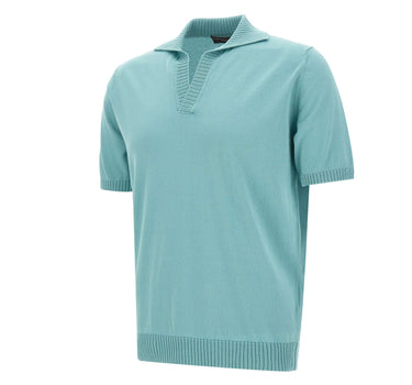 FILIPPO DE LAURENTIIS Polo Skipper in crèpe di cotone Light Blue Uomo 