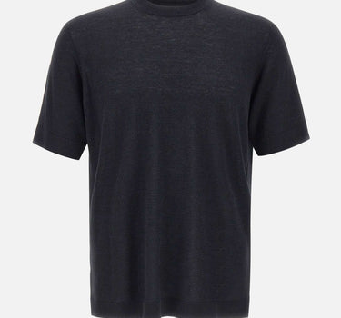 FILIPPO DE LAURENTIIS T-shirt in misto lino e cotone BLACK Uomo 