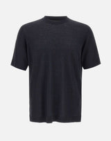 FILIPPO DE LAURENTIIS T-shirt in misto lino e cotone BLACK Uomo 