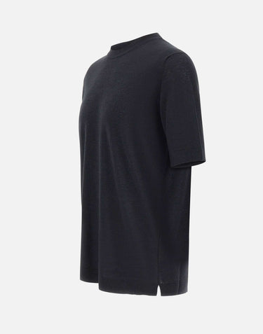 FILIPPO DE LAURENTIIS T-shirt in misto lino e cotone BLACK Uomo 