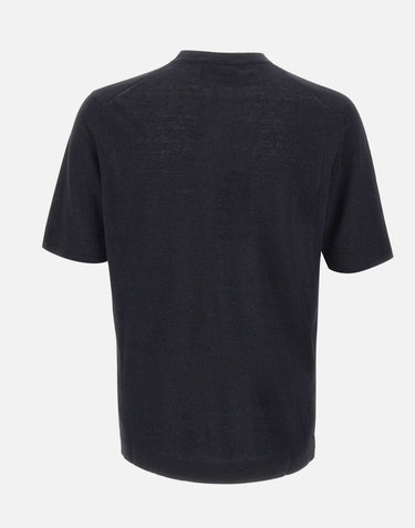 FILIPPO DE LAURENTIIS T-shirt in misto lino e cotone BLACK Uomo 