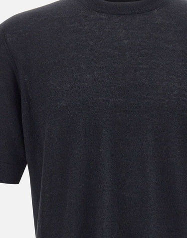 FILIPPO DE LAURENTIIS T-shirt in misto lino e cotone BLACK Uomo 
