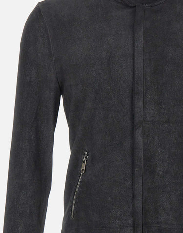 GIORGIO BRATO Giacca in pelle cerata BLACK Uomo 