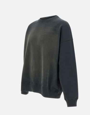 GOLDEN GOOSE Felpa in cotone con ricamo logato BLACK Unisex 
