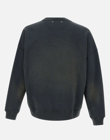 GOLDEN GOOSE Felpa in cotone con ricamo logato BLACK Unisex 