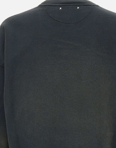 GOLDEN GOOSE Felpa in cotone con ricamo logato BLACK Unisex 