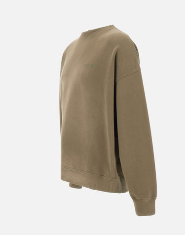 GOLDEN GOOSE Felpa in cotone con ricamo logato GREEN Unisex 