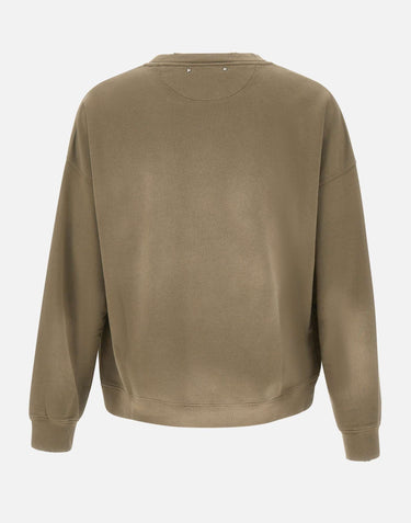 GOLDEN GOOSE Felpa in cotone con ricamo logato GREEN Unisex 