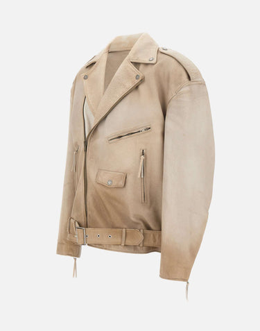 GOLDEN GOOSE Giacca in pelle "Phoebe" BEIGE Unisex 