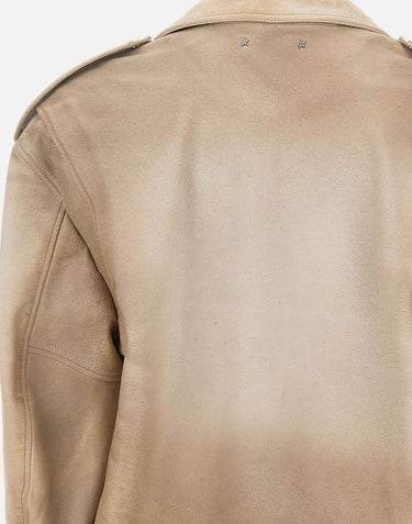 GOLDEN GOOSE Giacca in pelle "Phoebe" BEIGE Unisex 