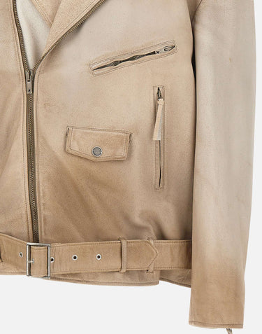 GOLDEN GOOSE Giacca in pelle "Phoebe" BEIGE Unisex 