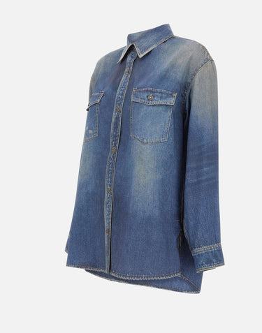 GOLDEN GOOSE Camicia over "Patty" BLUE Donna 