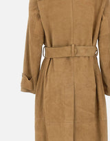 GOLDEN GOOSE Trench in suede con cintura in vita BROWN Donna 