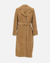 GOLDEN GOOSE Trench in suede con cintura in vita BROWN Donna 