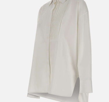 GOLDEN GOOSE Camicia over in cotone con dettaglio plissé WHITE Donna 
