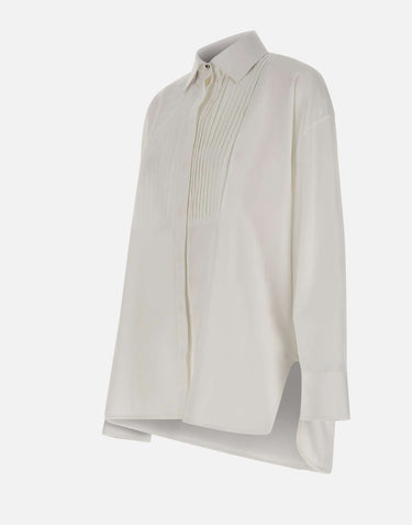 GOLDEN GOOSE Camicia over in cotone con dettaglio plissé WHITE Donna 