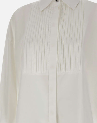 GOLDEN GOOSE Camicia over in cotone con dettaglio plissé WHITE Donna 