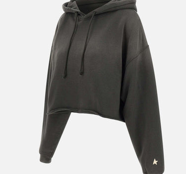 GOLDEN GOOSE Felpa crop over con cappuccio GREY Donna 