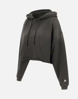 GOLDEN GOOSE Felpa crop over con cappuccio GREY Donna 