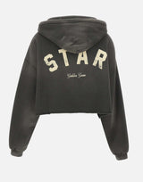 GOLDEN GOOSE Felpa crop over con cappuccio GREY Donna 