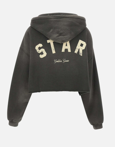 GOLDEN GOOSE Felpa crop over con cappuccio GREY Donna 