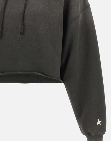 GOLDEN GOOSE Felpa crop over con cappuccio GREY Donna 
