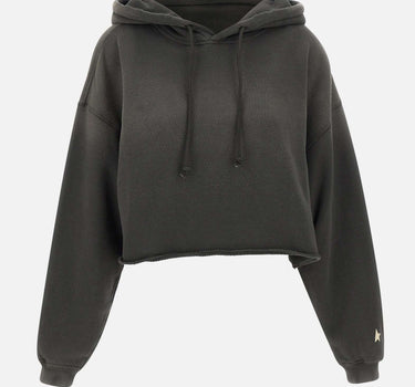 GOLDEN GOOSE Felpa crop over con cappuccio GREY Donna 