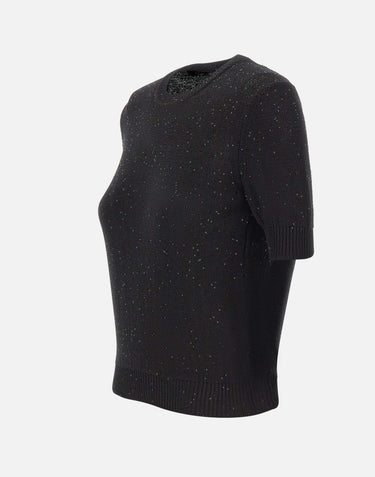 GRAN SASSO Maglia a maniche corte con paillettes BLACK Donna 