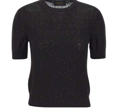 GRAN SASSO Maglia a maniche corte con paillettes BLACK Donna 