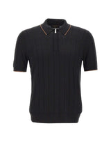 GRAN SASSO Polo in seta con zip BLACK Uomo 