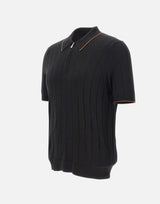 GRAN SASSO Polo in seta con zip BLACK Uomo 